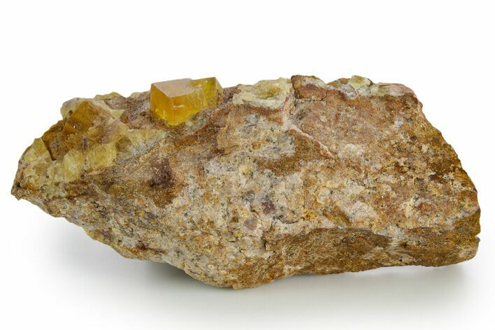 Yellow Cubic Fluorite Crystal Cluster on Matrix - Morocco #347790